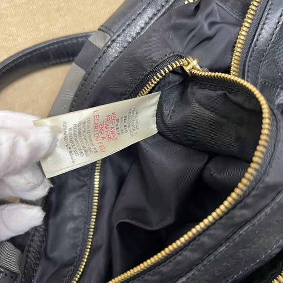 BURBERRY Black Smoke Check Nylon/Leather Hobo - Picture 8 of 16